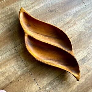 VINTAGE Monkey-pod Wood Large Hand Carved Serving Platter Retro Mid-Mod